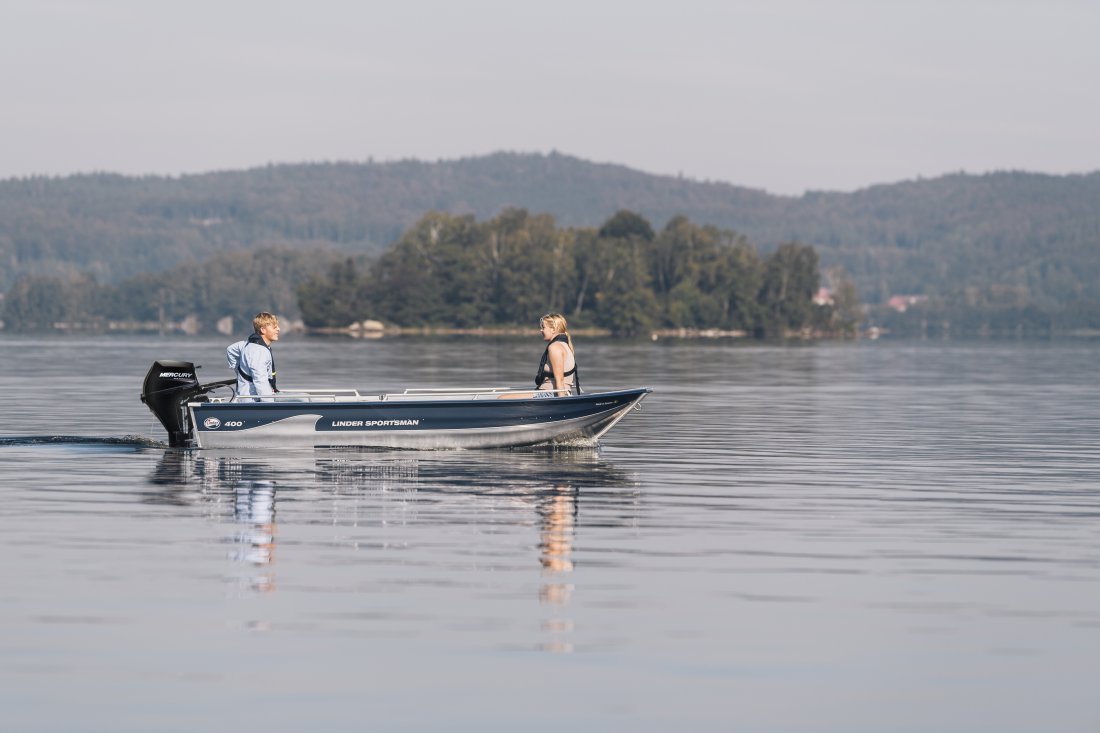 Linder Sportsman 400 med Mercury påhængsmotor